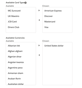 paypal payflow card type