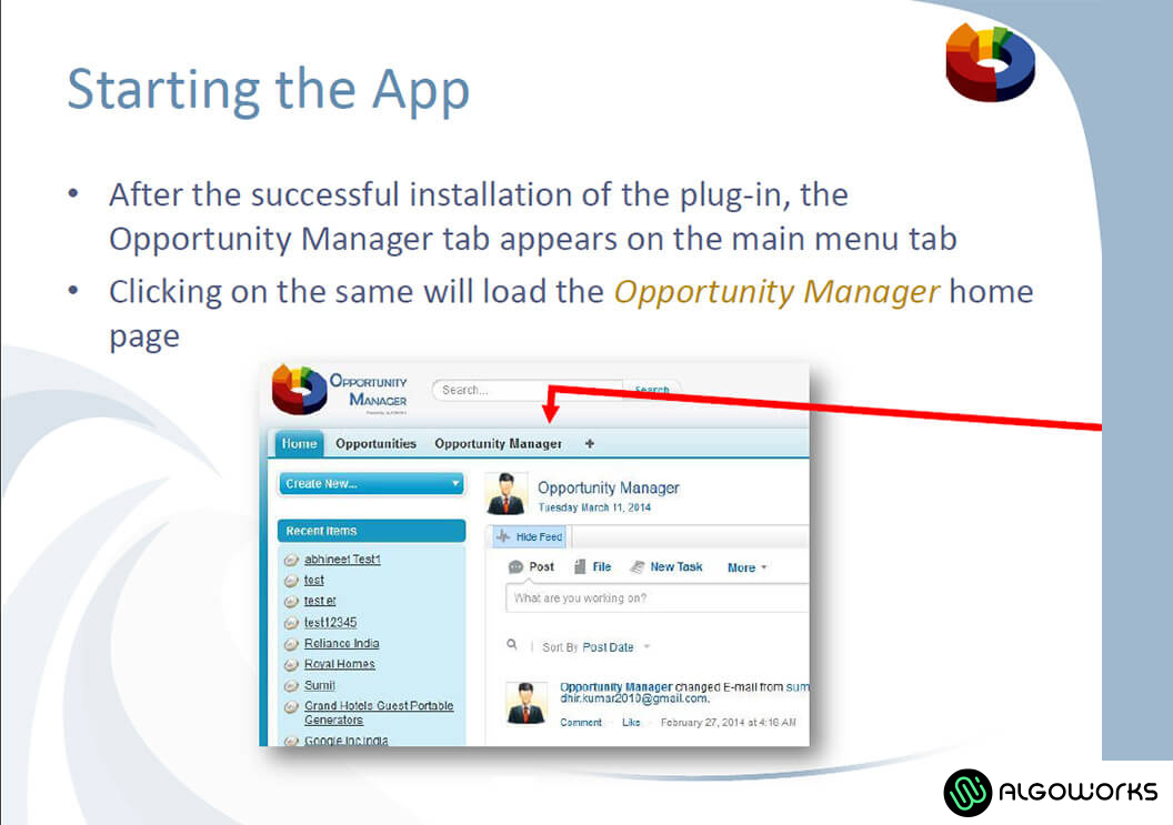 Algoworks Opportunity Manager App